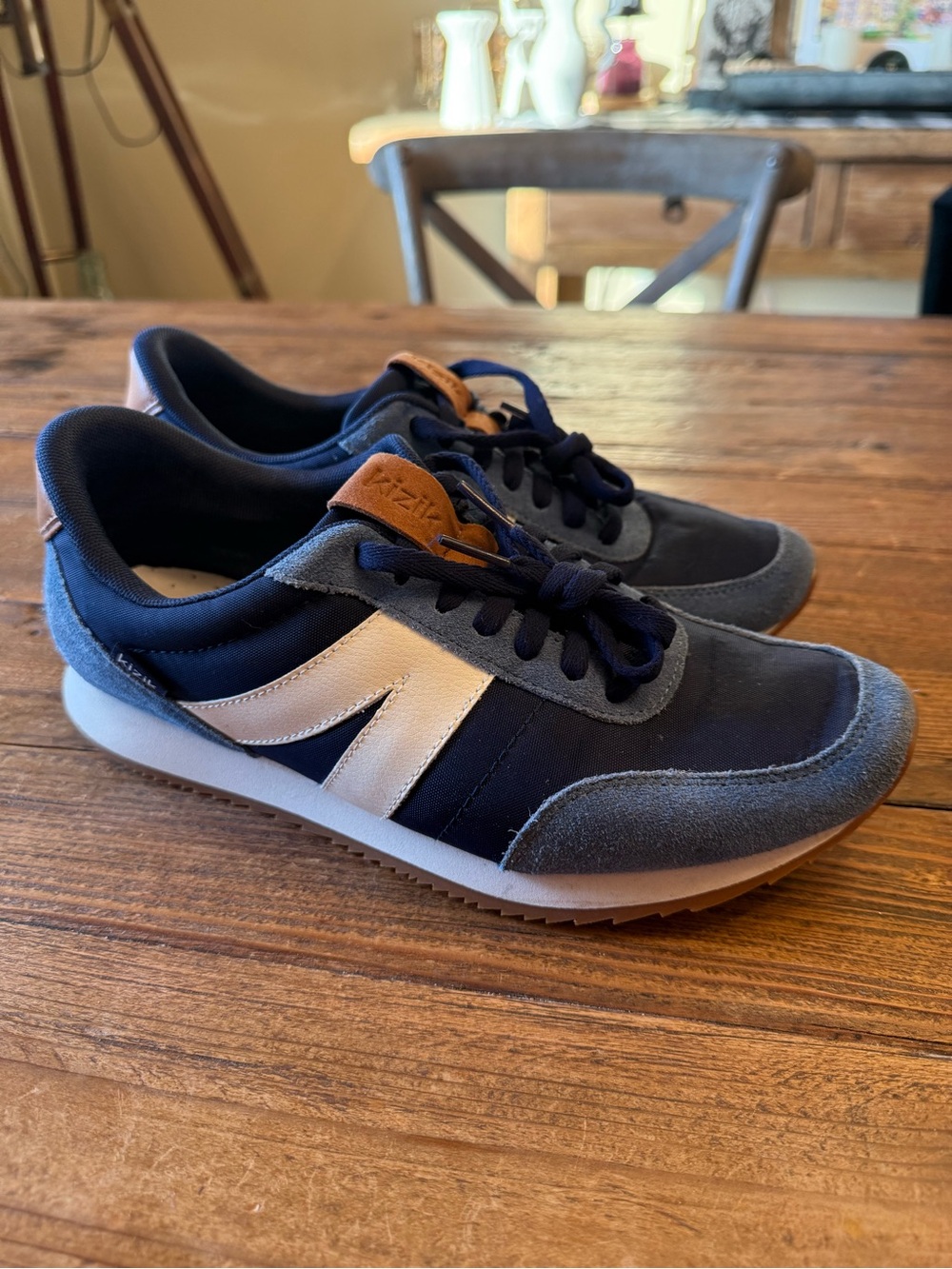 Navy and White Retro Runner Sneakers for Men